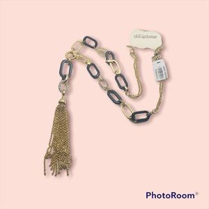 carol dauplaise linked rhinestone together pendant  gold tone necklace